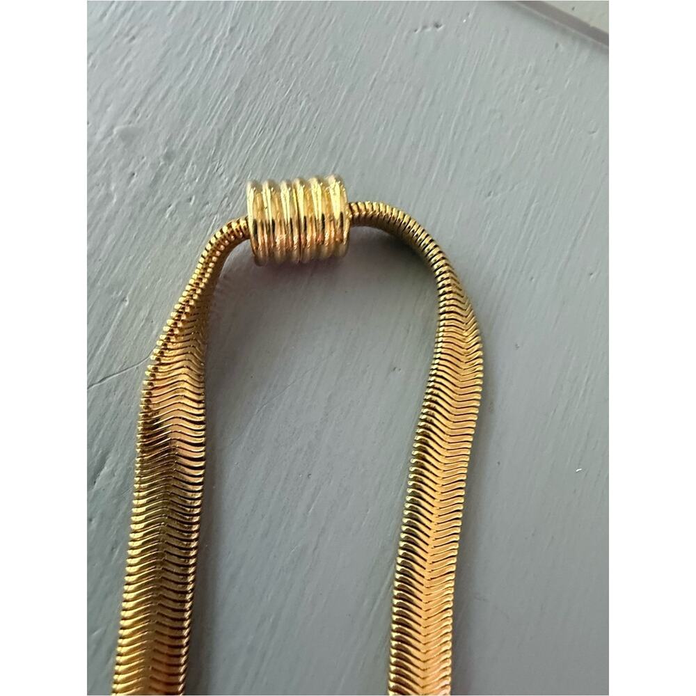 Gold Tone Snake Link Choker Necklace - Picture 8 of 8